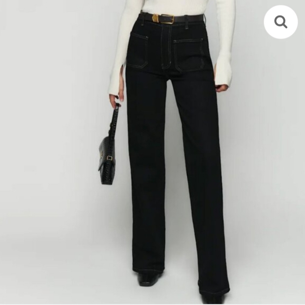 Reformation Alyssa High Rise Wide Leg Long Jeans, Size 32